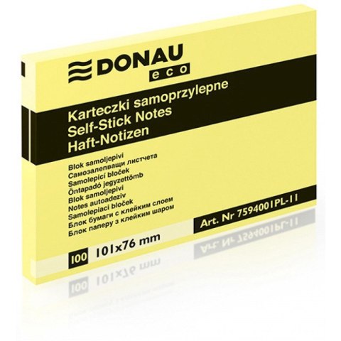 Karteczki Donau Eco 76x101mm żółte (100) Donau