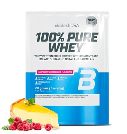BioTech USA 100% Pure Whey 28g raspberry cheesecake BioTech USA 100% Pure Whey 28g raspberry cheesecake
