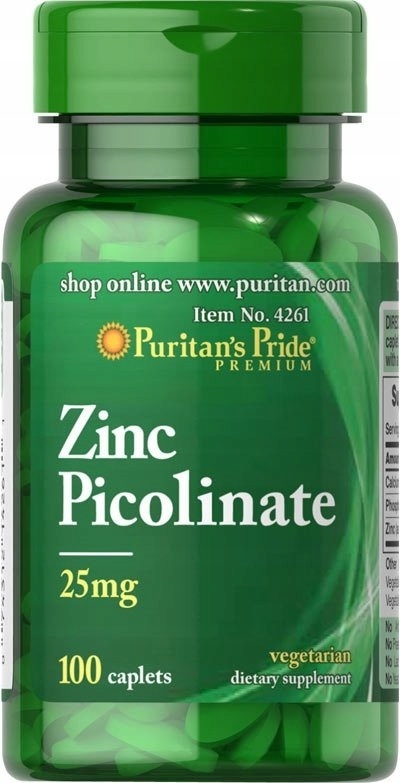 Puritan's Pride Zinc Picolinate 25mg 100 tabletek Puritan's Pride Zinc Picolinate 25mg 100 tabletek