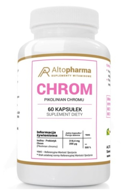 Altopharma Chrom Pikolinian Chromu 200 µg + Prebiotyk Vege 60 kapsułek Altopharma Chrom Pikolinian Chromu 200 µg + Prebiotyk Vege 60 kapsułek