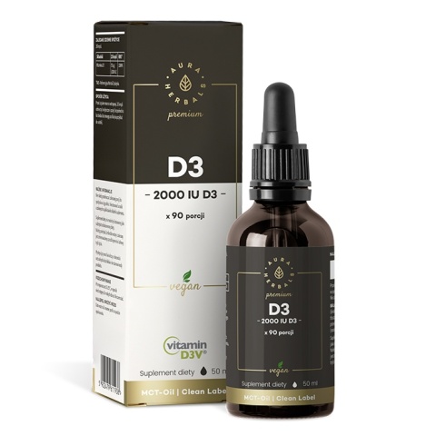 Aura Herbals Witamina D3 2000 IU wegańska 50 ml w kroplach Aura Herbals Witamina D3 2000 IU wegańska 50 ml w kroplach