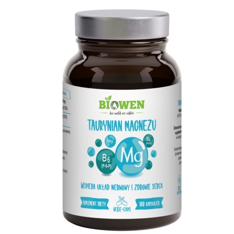 Biowen Taurynian magnezu z witaminą B6 (P-5-P) 100 kapsułek