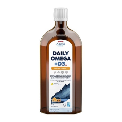 Osavi Daily Omega + D3 (Marine) 1600 mg Omega 3 250 ml o smaku cytrynowym Osavi Daily Omega + D3 (Marine) 1600 mg Omega 3 250 ml o smaku cytrynowym