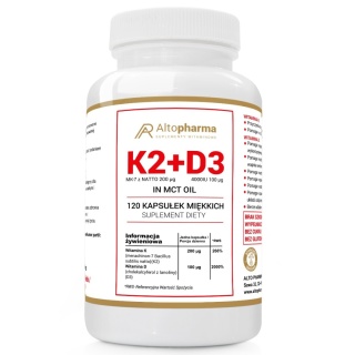 Altopharma Witamina K2MK7 200µg + D3 100µg 4000IU w oleju MCT 120 kapsułek