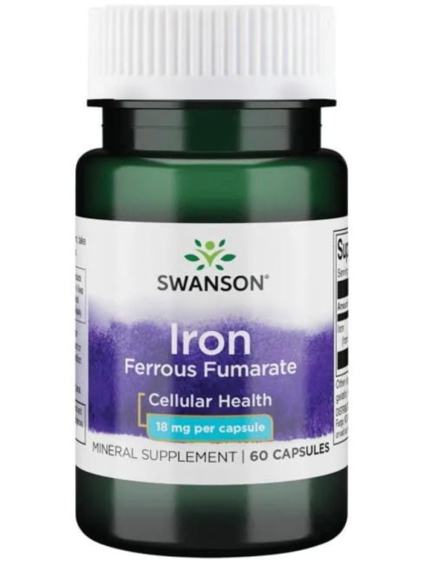 Swanson Fumaran żelaza 18 mg 60 kapsułek