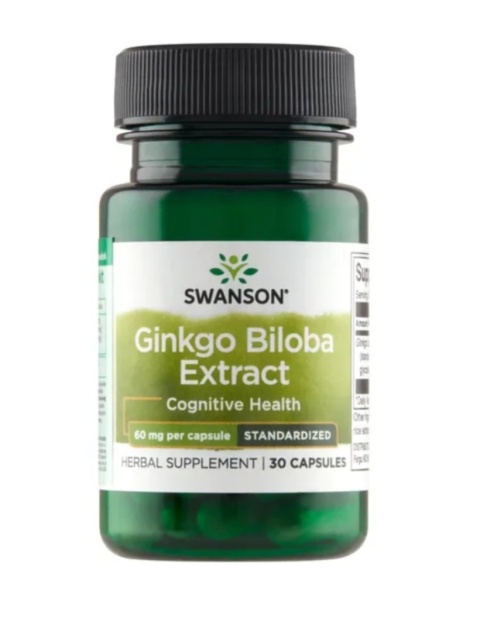 Swanson Ginkgo Biloba ekstrakt 60 mg 30 kapsułek