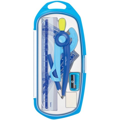 Zestaw Keyroad: cyrkiel linijka kątomierz ekierka temperówka gumka KEYROAD Zestaw Keyroad: cyrkiel linijka kątomierz ekierka temperówka gumka KEYROAD