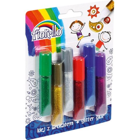 KLEJ Z BROKATEM FIORELLO 6ml*6 KOLORÓW FIORELLO KLEJ Z BROKATEM FIORELLO 6ml*6 KOLORÓW FIORELLO
