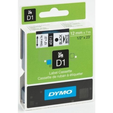 TAŚMA DYMO D1 12mm/7m (CZARNY TEKST) BIAŁA Dymo