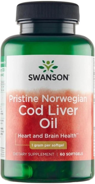 Swanson Pristine Norwegian Cod liver oil 60 kapsułek żelowych