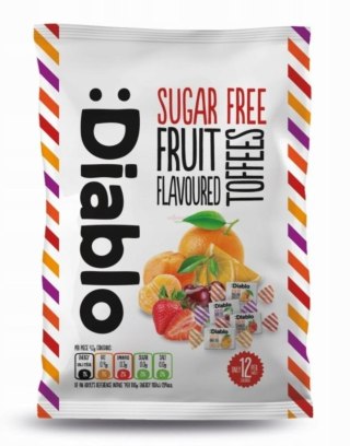 Diablo Fruit Toffees Cukierki gumowe 0% cukru owocowe 75 g