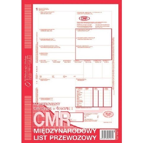 CMR MIĘDZYNARODOWY LIST PRZEWOZOWY A4 (O+4K) Michalczyk i Prokop CMR MIĘDZYNARODOWY LIST PRZEWOZOWY A4 (O+4K) Michalczyk i Prokop