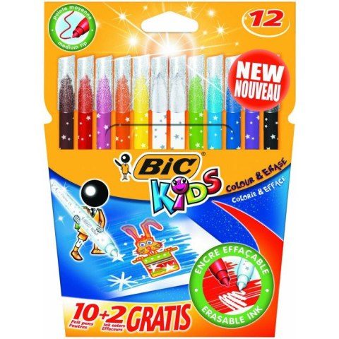 FLAMASTRY BIC COLOUR&ERASE 12 KOLORÓW Bic