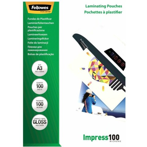 FOLIA LAMINACYJNA A3/100µm BŁYSK (100) Fellowes FOLIA LAMINACYJNA A3/100µm BŁYSK (100) Fellowes