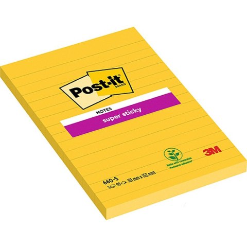 KARTECZKI POST-IT SUPER STICKY 102x152mm ŻÓŁTE (75) Post-it