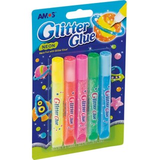 KLEJ Z BROKATEM AMOS 10,5ml*5 KOLORÓW Amos