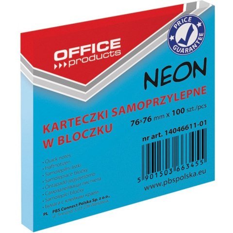 Karteczki Office Products 76x76mm niebieskie (100) Office Products Karteczki Office Products 76x76mm niebieskie (100) Office Products