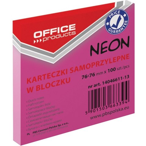 Karteczki Office Products 76x76mm różowe (100) Office Products Karteczki Office Products 76x76mm różowe (100) Office Products