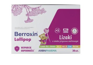 Aronpharma Berroxin® Lollipop 30 lizaków bez cukru smak jeżynowo-malinowy