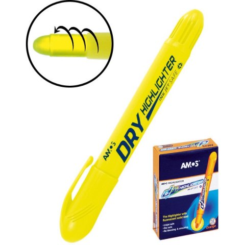 Zakreślacz w sztyfcie Amos Dry żółty Amos Zakreślacz w sztyfcie Amos Dry żółty Amos