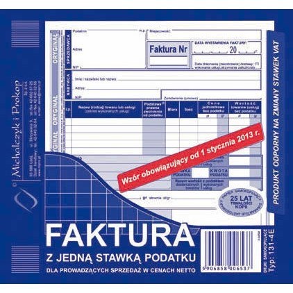 FAKTURA NETTO (1 STAWKA VAT) 2/3 A5 (O+1K) Michalczyk i Prokop FAKTURA NETTO (1 STAWKA VAT) 2/3 A5 (O+1K) Michalczyk i Prokop